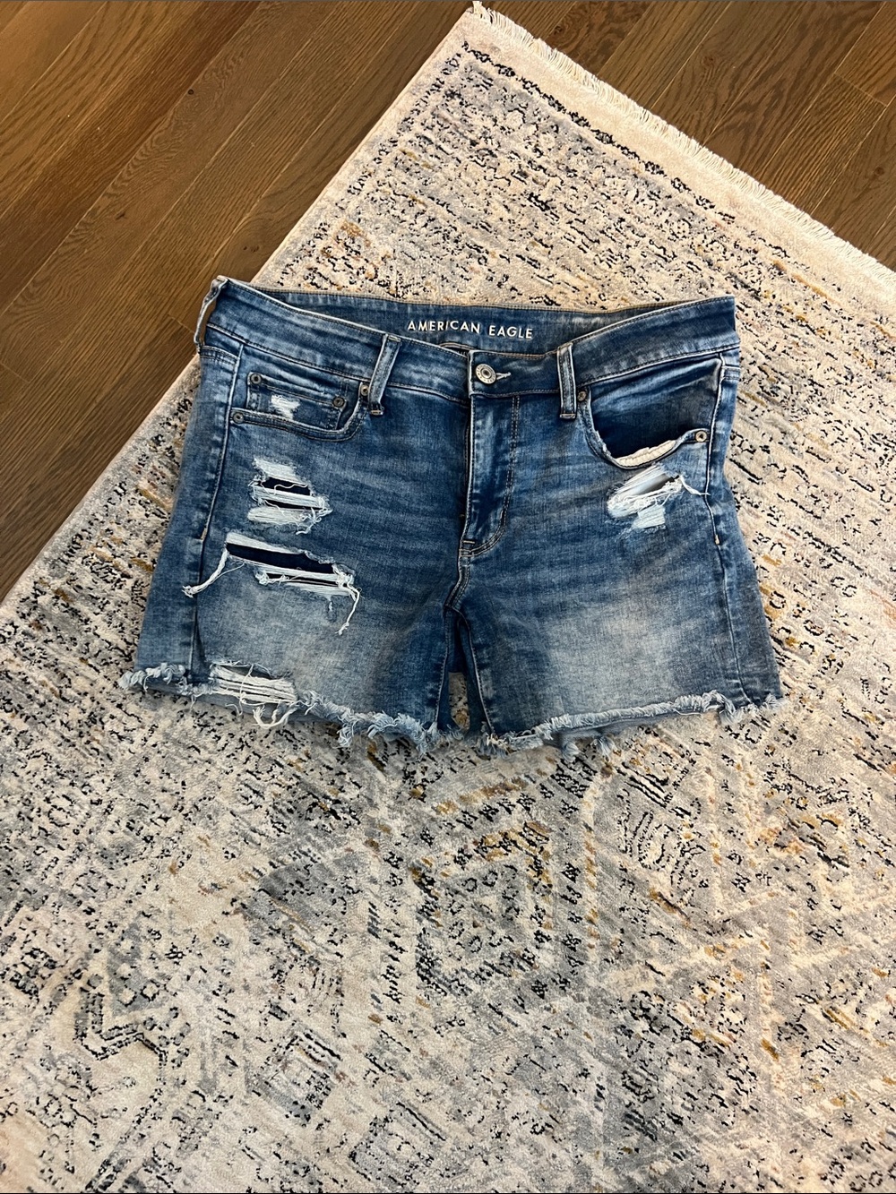 American Eagle Distressed Denim Jean Shorts - Blue